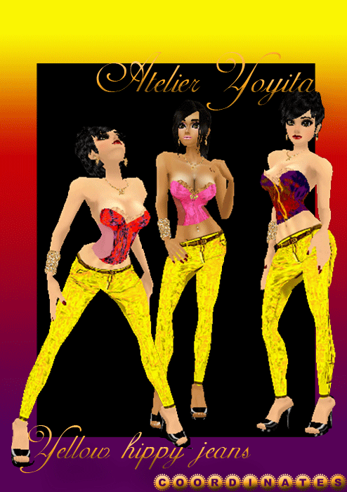 Yoyita yellow hippy female blue jeans by Atelier Yoyita
