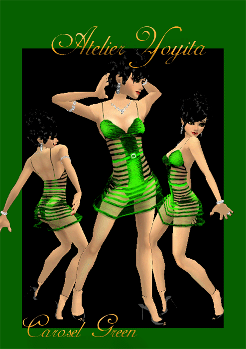 Carosel green female mini dress for the romantic and elegant Avi with hot spaghetti straps and sexy transparent fabric by Atelier Yoyita