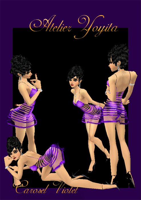 Carosel violet female mini dress for the romantic and elegant Avi with hot spaghetti straps and sexy transparent fabric by Atelier Yoyita