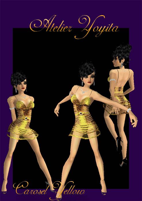 Carosel yellow female mini dress for the romantic and elegant Avi with hot spaghetti straps and sexy transparent fabric by Atelier Yoyita