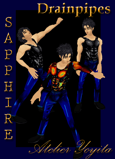 Sapphire blue drainpipes male pants by Atelier Yoyita