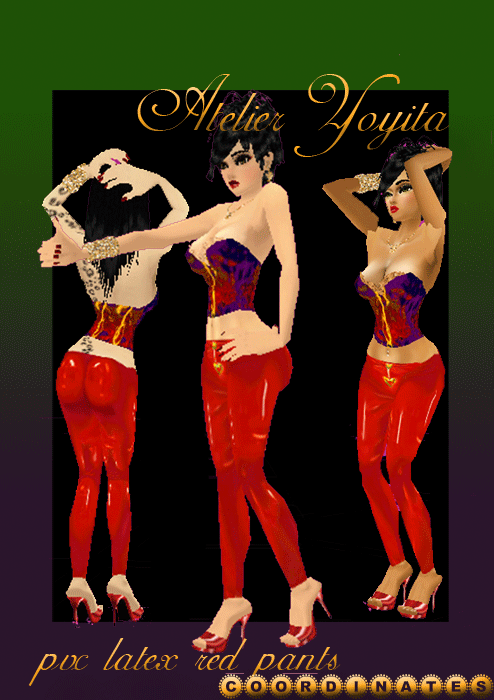 red latex pvc hippie hippy female pants by Atelier Yoyita