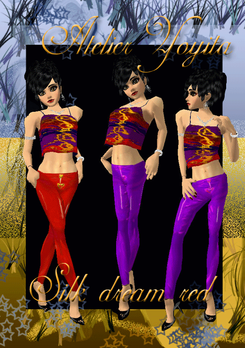 Silk dreams red violet spagetti strapts female top by Atelier Yoyita