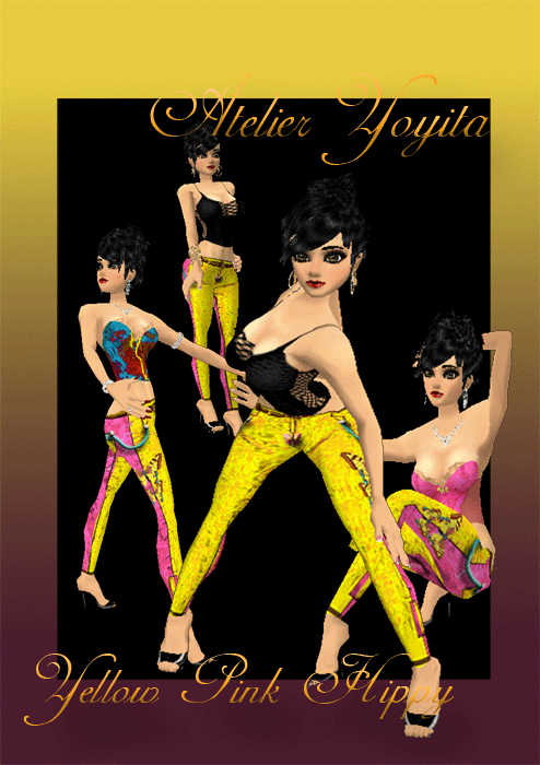 Yellow pink hippy female jeans by Atelier Yoyita