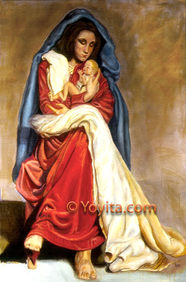 renaissance portrait Virgin of the naked feet, madonna and child sacred art © Yoyita