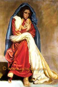 Virgin of the naked feet, Sacred Art, original religious art, Catholic Art oil painting by Yoyita