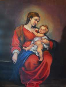 Virgin and child oil painting