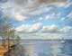桟橋やボート、風景、Yoyita油絵