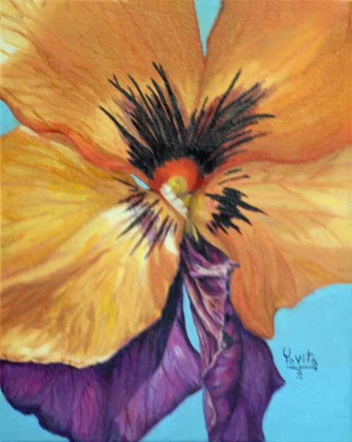 Pansy flower oil painting by Yoyita