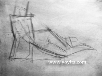 reclined female gesture drawing Atelier Yoyita