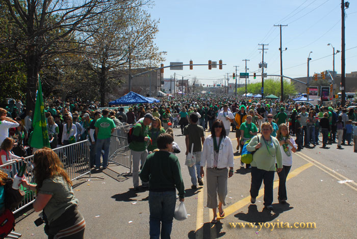 Crowd of people on Saint Patricks Day Parade in Jackson MS 