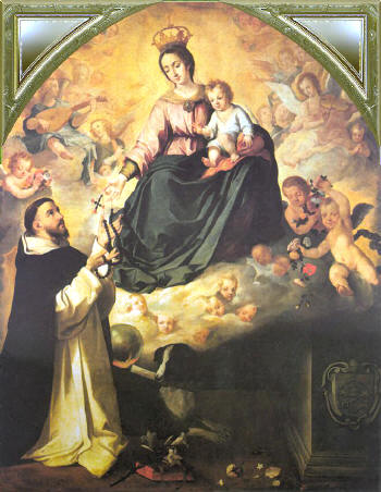 La Virgen le da el rosario a Santo Domingo