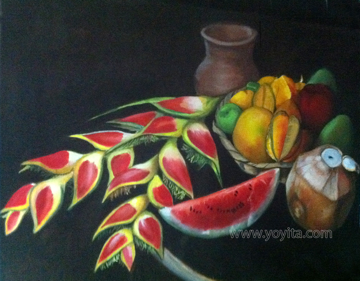 Still life with tropical fruits, oil painting © Yoyita